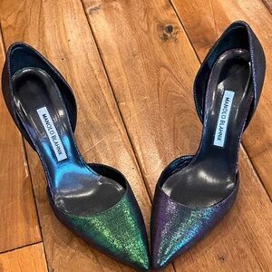 Manolo Blahnik Iridescent Blue Green Heels